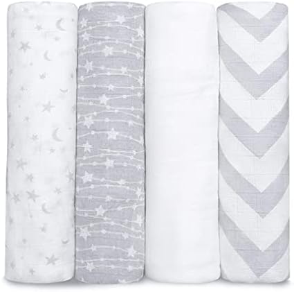 Comfy Cubs Nursery,Bedding,Blankets & Swaddlers,Swaddles Comfy Cubs Muslin Baby Blanket for Newborn, Baby Swaddle Blanket, Neutral Receiving Blanket for Boys and Girls (Grey)