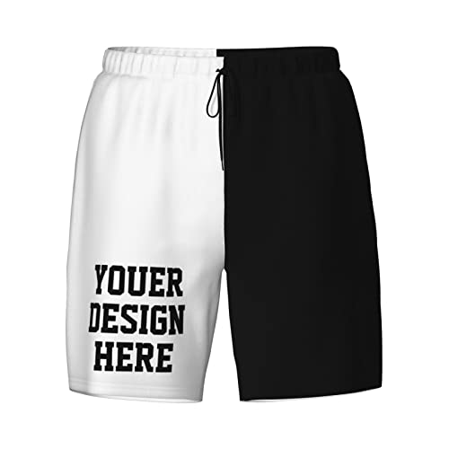 Custom Swim Trunks Design Your Own Add Your Picture Name Logo Text Black White Swim Trunk X-Large