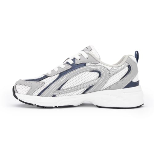 Image of Red Tape Women's Sneakers White Grey Mesh Pu Round Lace-Up Responsive Sole