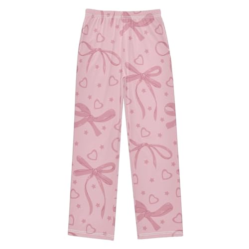 Bow and Heart Boys Pants Boys Athletic Pants Long Pant for Boywith Pockets Wide-Leg Size 6-14Y