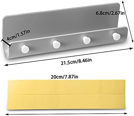 Nuts OT nuts Key Rack Key Hook Key Hooks Self-Adhesive Holder Wall Mounted Key Board Key Hanger with 4 Hooks for Wall, Home, Keys, Grey