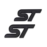 2X Chrome Metal ST Logo Car Emblem 3D Sticker Racing Decal Sport Turbo Badge Replacement (Black)