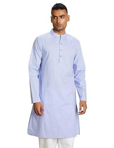 Image of Amazon Brand - Symbol Men's 100% Cotton Solid Long Length Casual Kurta - Regular Fit (Available in Plus Sizes)
