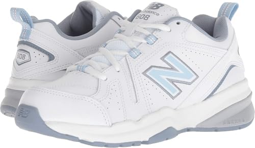 New Balance Women's 608 V5 Casual Comfort Cross Trainer, White/Light Blue, 7 — view 6
