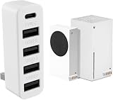 5 Ports USB Erweiterung, USB 2.0 Hub Hochgeschwindigkeits Expander Splitter Adapter für Xbox Series X/S, mit 4 USB 2.0 Anschlüssen + 1 Typ C Anschluss (Weiß)