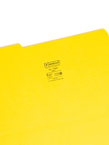 Smead Colored File Folder, 1/3-Cut Tab, Legal Size, Yellow, 100 Per Box (17943) #TOP2