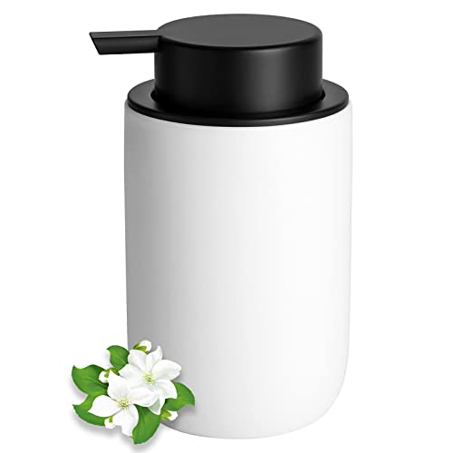 Image of Hand Soap Dispenser for Bathroom Decro, Ceramic Liquid Pump Bottles Refillable Dish Dispenser for Kitchen Farmhouse Colleage Dorm, Matte White