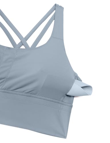 Image of CRZ YOGA Naked Feeling Longline Sports Bras | Medium Support, Removable Pads, Yoga, Sleek, Strappy Back, Scoop Neck, for Women