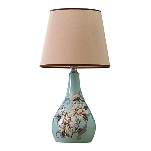 Lampe de chevet en céramique chinoise verte pour table de salon et bureau