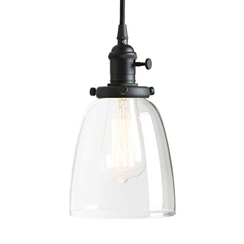 Phansthy Plafonniers de cuisine industrielle à suspension rétro avec lampe suspendue en verre transparent en fil de tissu réglable pour ampoules Edison E27...