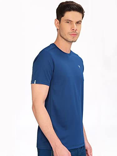 Image of TECHNOSPORT Men's Slim Fit Polyester Activewear Sports T-Shirt with Moisture-Wicking Comfort for Workout, Running & Gym