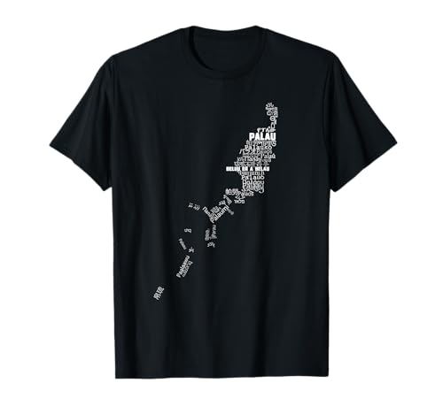 Mapa Palau, Palau en idiomas del mundo Camiseta