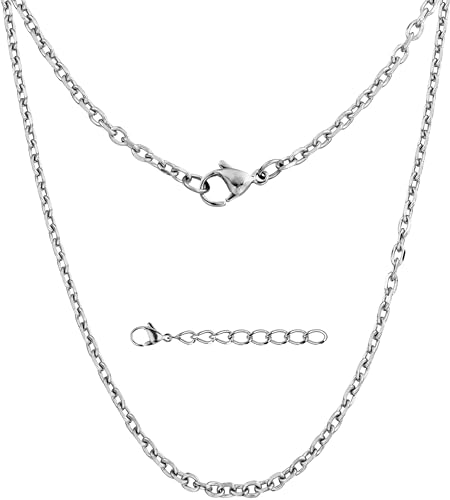 Silvadore 3mm CABLE Link Silver Chain Bracelet for Men Women - Stainless Steel Diamond-Cut Rolo Belcher Wrist Jewellery - 22cm / 8.5 inch