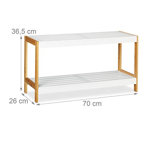 Étagère à chaussures 2 étages meuble de rangement compact bois blanc - 4