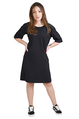 Vestido Feminino Tshirt Oversized 100% Algodão Vestidinho (Preto, M)