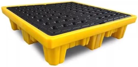 Modular Spill Containment Pallet, Leak-Proof Platform for Industrial Drum Storage and Chemical Safety,Yellow-33.5 * 33.5 * 5.5cm