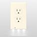 SnapPower Guidelight - Outlet Wall Plate With LED Night Lights - No Batteries Or Wires - Installs In Seconds - (Duplex, Light Almond) (1 Pack)