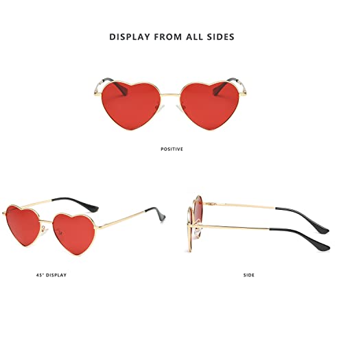 LASPOR Polarized Heart Sunglasses For Women Love Heart Shaped Sunglasses Metal Frame UV400 Protection2