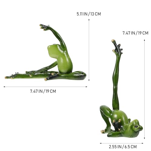 Grenouille yoga en résine DOITOOL (lot de 2) - Statuettes décoratives de bureau et maison - 3