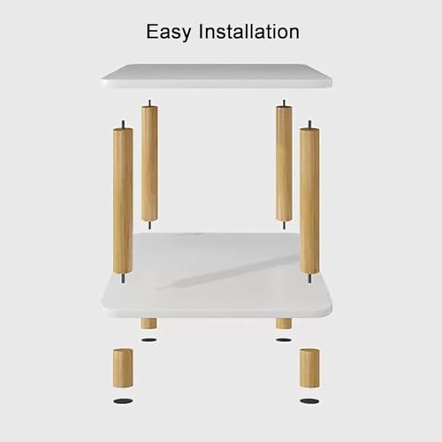 Table d'appoint avec étagère de rangement à 2 niveaux blanc chaud