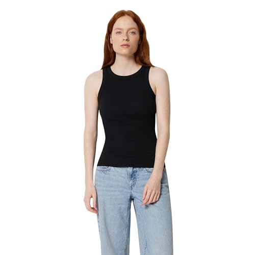 Amazon Essentials Women's Slim-Fit High Neck Ribbed Tank, Black, Medium