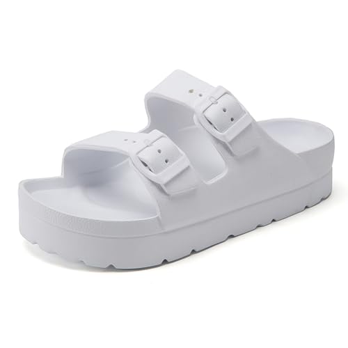 Image of L LOUBIT Women's Platform Sandals with Arch Support Pillow Soft Adjustable Buckle Slides Lightweight Non-Slip Summer Beach Shoes