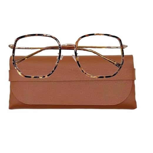 TREABEAR Lunettes à Imprimé Léopard Avec Sac, Anti Lumière Bleue Pour Femme et Homme, Grand Cadre, Lunettes De Vue