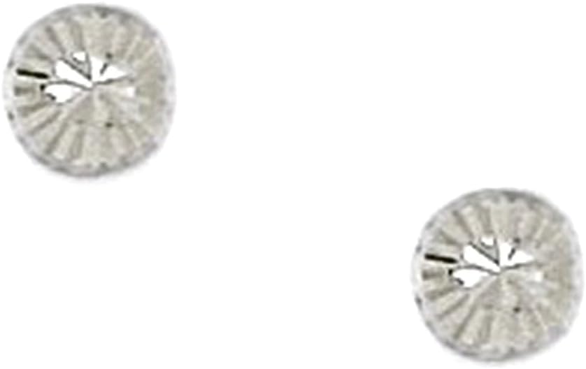 925 Sterling Silver Rhodium Plated Small Half Ball Sparkle-Cut Screw Back Earrings 5x5mm Ball Earring for Women