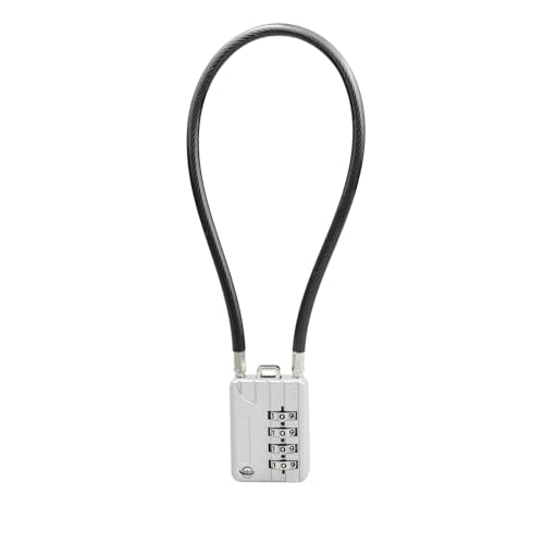 SISAV Serrure à câble long de 30cm/12pouces avec cadenas à combinaison à 4 chiffres,câble de sécurité réinitialisable,pour bagages,valises,armes,casques - couleur argentée 1 Pièces