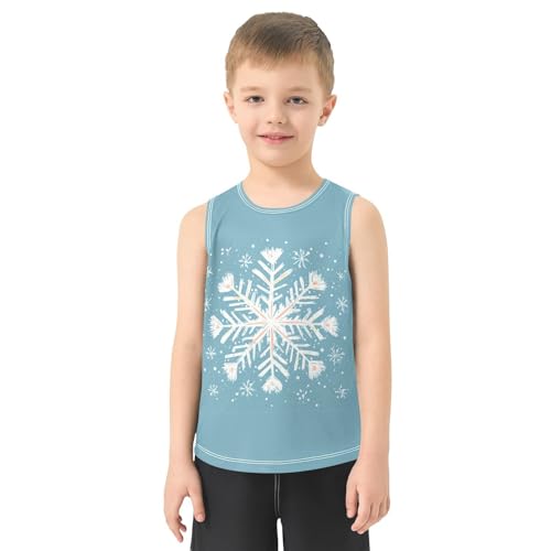 Boys Tank Top Shirts Winter Snowflake Floral Sleeveless T-Shirts Crew Neck for Kids Clothing Children2