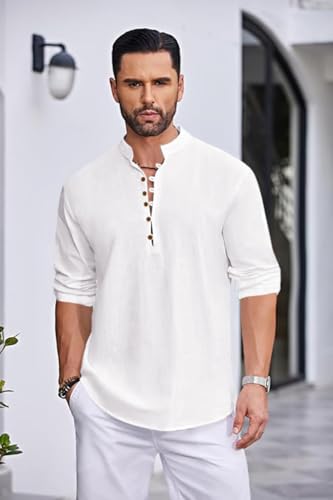 Image of Macsivo Men's Stylish Mandarin Collar Kurta | Casual Ethnic Fusion Shirt for Daily, Party & Travel | Full Sleeves | Cotton Blend Comfort Fit Short Kurta