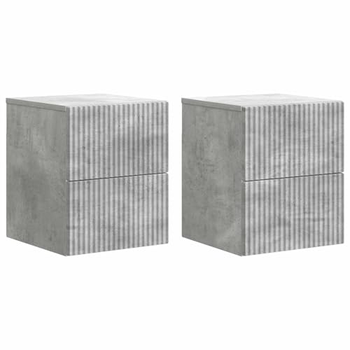 Teenpull Mesita de noche montada en la pared, color gris hormigón, de madera, 33 x 34,5 x 40 cm, con 4 cajones, juego de 2 unidades para dormitorio, salón, habitación infantil, estrecha, con espacio