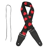 SEWCHICS Embroidery Guitar Strap Red Heart Pattern Practical Guitar Shoulder Strap Adjustable Replacement