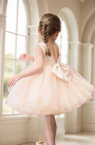 V Back Satin Flower Girl Dress for Wedding A Line Bow Knot Communion Dress Formal Gown4