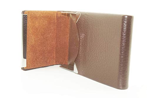 Tabaktasche aus Edelstahl und PU-Leder, ultradünn, leicht, exquisit und tragbar, Braun Cover