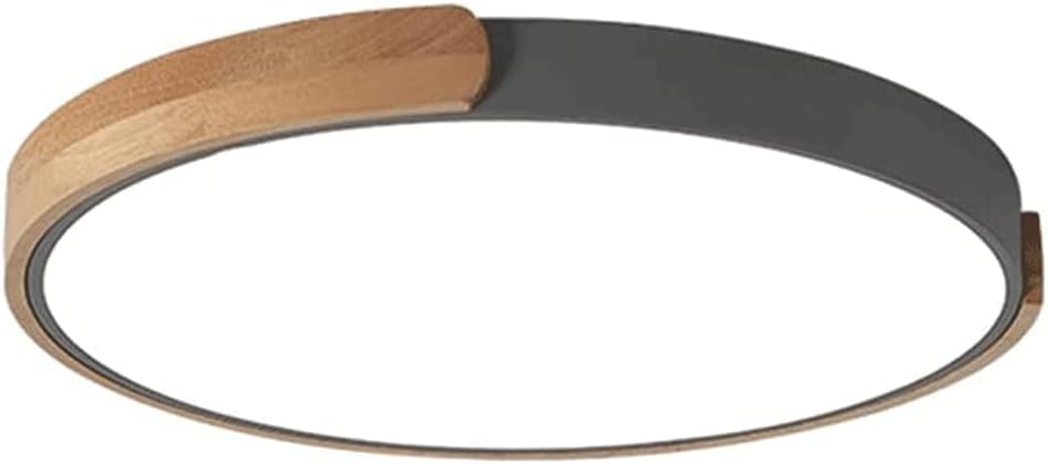 Plafonnier LED en bois rond et plat pour salon nordique moderne