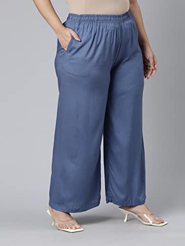 Image of GO COLORS Soft Viscose Basic Palazzo Full Length for Women| Breathable, Mid Rise, Relaxed Fit