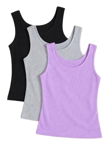 Image of Women's 1x1 Rib Cotton Stretch Tank Top Sleeveless Basic Vest Pack of 3