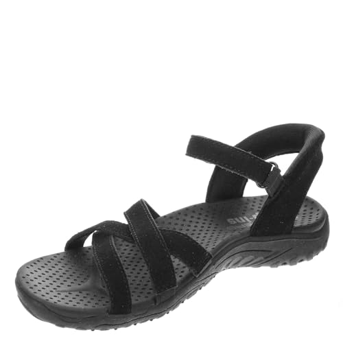 Skechers Skechers Women's REGGAE - NATURAL POISE Hands Free Slip-Ins, Double stitched suede slingback, Black/Black, 8.5M