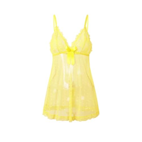 Sexy lingerie Lace Babydoll Chemise, Black, Women's Sleepwear S-5XL Small Yellow