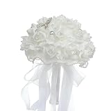 mophrati Decoración Floral para Bodas: Ramo de Rosas para una fotografía de Boda Espectacular y la Elegancia la Novia. Ramo Novia con Flores Artificiales.