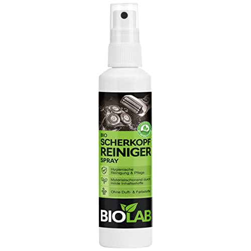 BIOLAB Bio Scherkopfreiniger Spray (100ml) Scherkopf Reinigungsspray zur Reinigung von Rasierer und Haarschneidemaschine - Clipper Spray