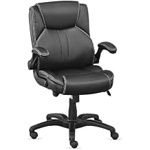 Officient Omega Collection Adjustable Task Chair with Flip Arms in Black Polyurethane