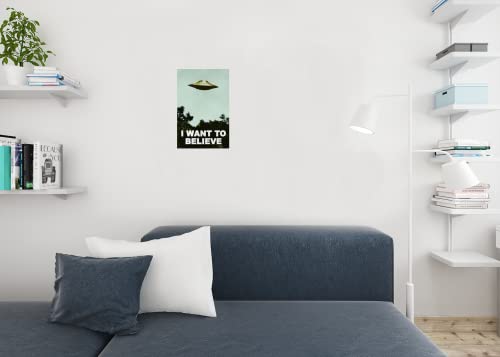 I Want To Believe Poster Ufo Artwork Alien Tv Retro 90S Poster Wall Decor Movie Poster The Truth Is Out There I Believe Poster All Seasons Horror Movie Cool Wall Decor Art Print Poster 12X18 #TOP4