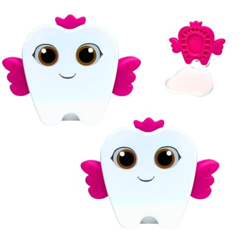 kit 2 Porta Dentinho Infantil Fada Do Dente + App Educativo Cor Rosa