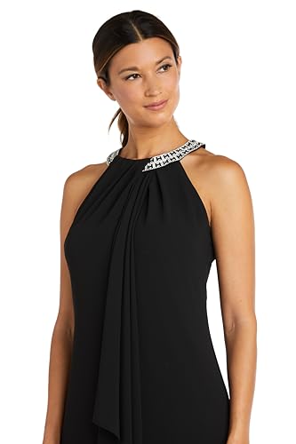 Image of R&M Richards Women's Chiffon Halter Cocktail Dress W /Jeweled Neckband & Cascade Drape