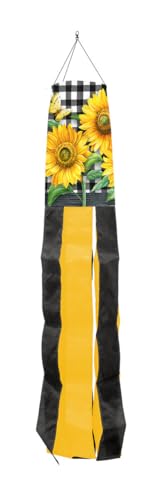 Briarwood Lane Checkered Sunflowers Summer Windsock Wind Twister 40x6 for Summer Wind Spinner