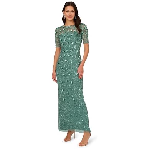 Adrianna Papell Beaded Long Floral Dress Cover