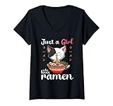Photo Gallery donna kawaii neko just a girl who loves cats and ramen maglietta con collo a v Photo Gallery donna kawaii neko just a girl who loves cats and ramen maglietta con collo a v
