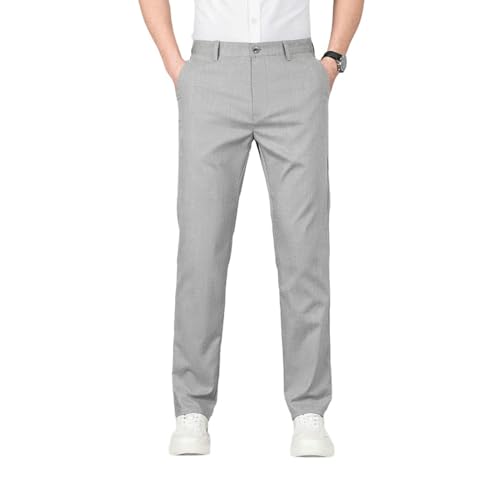 Pantalon d'été en lin pour homme coupe droite décontracté gris taille 50